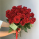 27 красных импортных роз, лента в Алупке