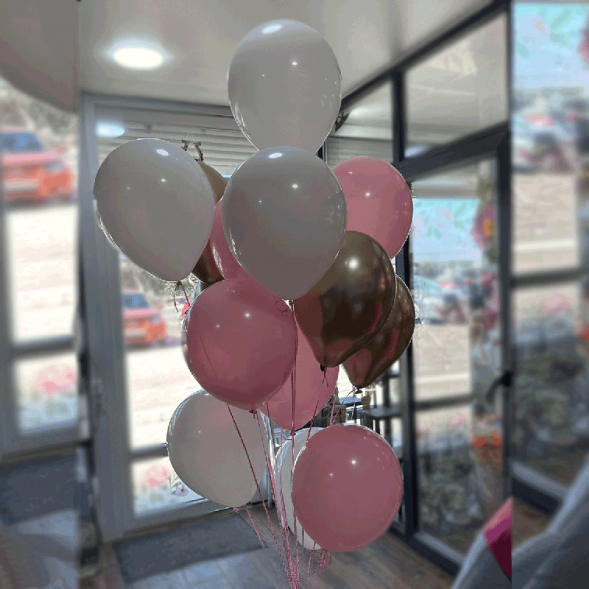 Фонтан из 15 гелиевых шариков микс в Алупке